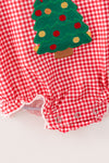 Christmas tree applique on gingham baby bodysuit. RPG65166 SOL