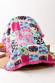  Howdy printed western baby blanket 32" X 32". BKG50083
