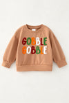 Gobble Gobble" Girls applique sweatshirt. TPG60492 MON
