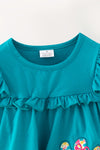 Teal tunic w/ turkey applique and floral bell bottoms. OFG61938 MON