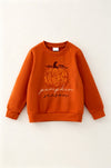 Rust Orange sequins pumpkin applique sweatshirt. TPG60604 MON