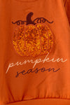 Rust Orange sequins pumpkin applique sweatshirt. TPG60604 MON
