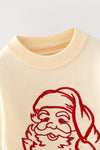 Ivory knit sweater with embroidered Santa. TPG60874 AMY