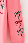 Pink Christmas embroidered sweatshirt. TPG60702 MON