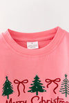Pink Christmas embroidered sweatshirt. TPG60702 MON