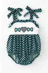 Teal & black checkered baby bodysuit. RPG63768 MON