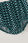 Teal & black checkered baby bodysuit. RPG63768 MON