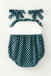 Teal & black checkered baby bodysuit. RPG63768 MON