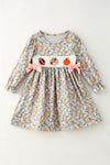 Ditsy floral girls dress with embroidery smocked detail. DRG63406 AMY