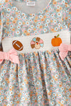 Ditsy floral girls dress with embroidery smocked detail. DRG63406 AMY