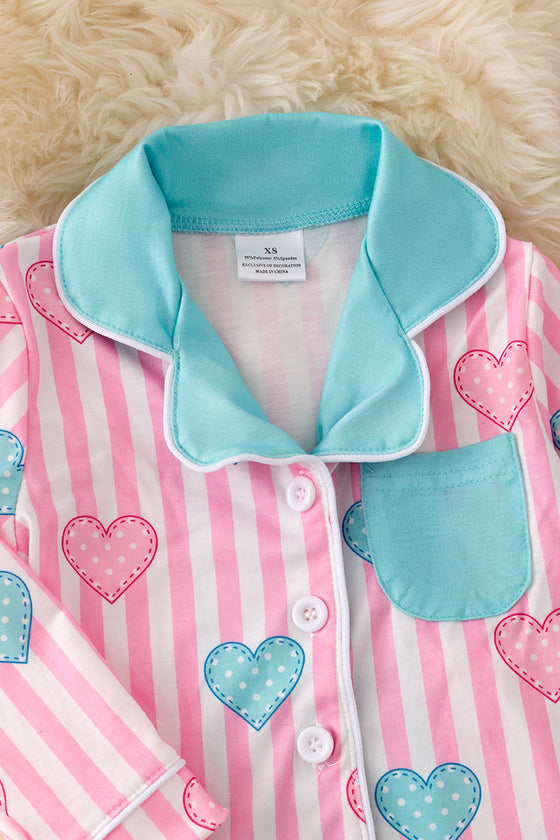 Heart & stripe printed pajamas. PJG40380 JEANN