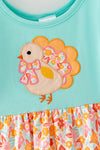 Turkey applique tiered dress. DRG63401 AMY