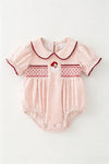 Embroidered Santa and smocked detail baby bodysuit. RPG65130 SOL