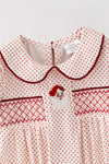 Embroidered Santa and smocked detail baby bodysuit. RPG65130 SOL
