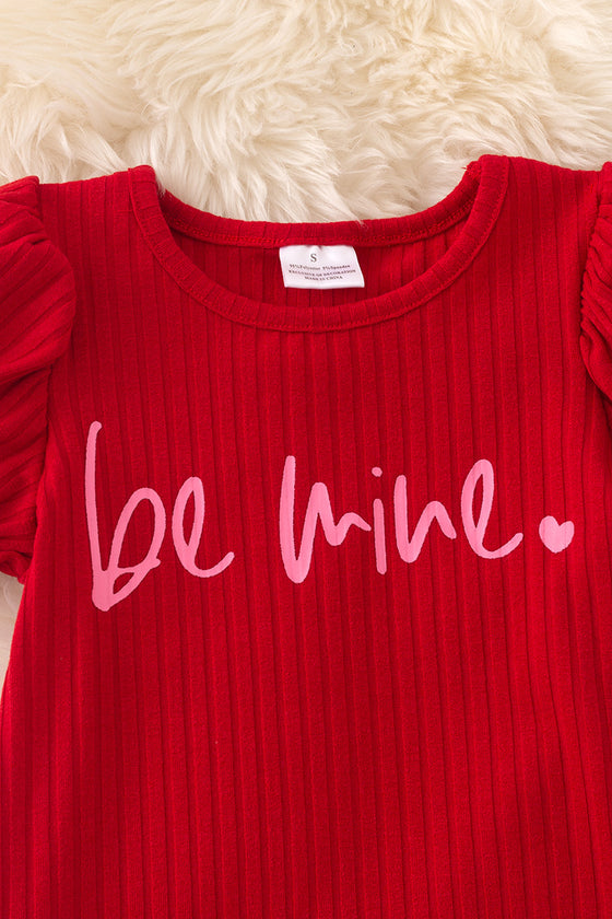 "Be Mine" Red bubble sleeve top & pink w/ red heart jeans. OFG50041 SOL