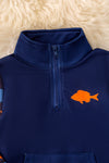 Navy Blue Fish printed sweatshirt. TPB40805 NAY