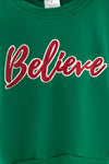 Believe applique sweatshirt and Christmas printed bell bottoms. OFG63048 MON