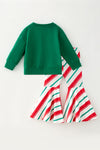 Believe applique sweatshirt and Christmas printed bell bottoms. OFG63048 MON