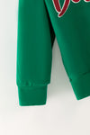 Believe applique sweatshirt and Christmas printed bell bottoms. OFG63048 MON