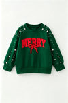 Dark green Merry & a bow applique top. TPG60700 SOL