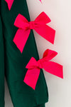 Green and Merry Christmas application top with fuchsia bows on sleeves. TPG60718 MON