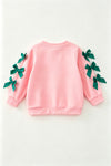 Lt. Pink Merry & Bright Christmas printed sweater. TPG60717 SOL
