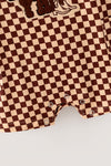 Ivory & brown checkered jumpsuit with applique and t-shirt included. . RPB60670 AMY