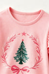 Christmas tree printed on a pink top and bottoms. OFG63044 AMY