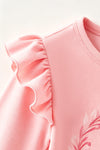 Christmas tree printed on a pink top and bottoms. OFG63044 AMY