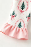 Christmas tree printed on a pink top and bottoms. OFG63044 AMY