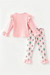 Christmas tree printed on a pink top and bottoms. OFG63044 AMY