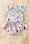 🎍Lindsey BAMBOO Blue floral twirl body suite for baby. RPG50147