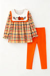 Autumn colorful plaid with embroidered pumpkins. OFG62633 SOL