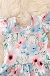 🎍Lindsey BAMBOO Blue floral twirl body suite for baby. RPG50147