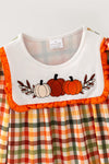 Autumn colorful plaid with embroidered pumpkins. OFG62633 SOL