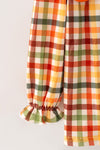 Autumn colorful plaid with embroidered pumpkins. OFG62633 SOL