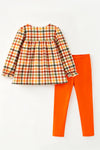 Autumn colorful plaid with embroidered pumpkins. OFG62633 SOL