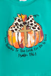 Psalm136:1 Give thanks to the Lord" Teal long sleeve top. TPG50760 SOL