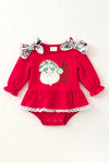 Red baby bodysuit with Santa Applique. RPG65138 SOL