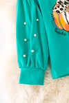 Psalm136:1 Give thanks to the Lord" Teal long sleeve top. TPG50760 SOL