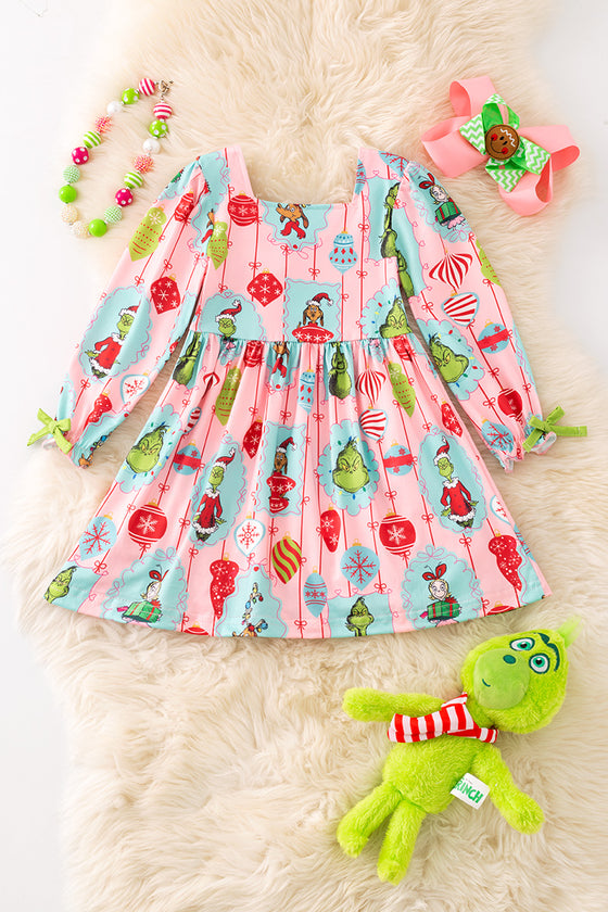 Pink Grinc* printed girls dress. DRG52181 SOL