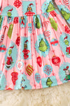 Pink Grinc* printed girls dress. DRG52181 SOL