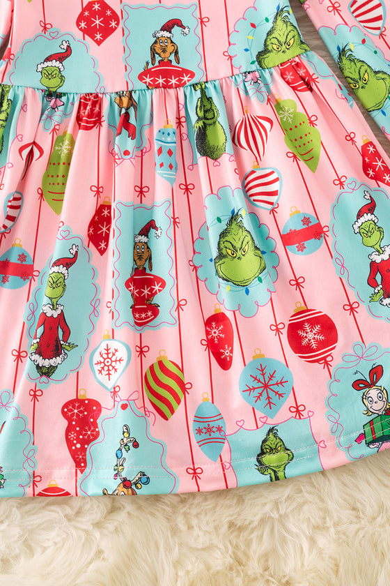 Pink Grinc* printed girls dress. DRG52181 SOL