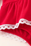 Red baby bodysuit with Santa Applique. RPG65138 SOL