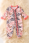 Howdy" girls printed baby onesie with footie. (Western)  RPG60003 Jean