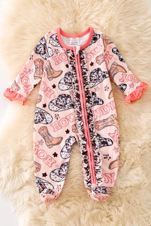  Howdy" girls printed baby onesie with footie. (Western)  RPG60003 Jean