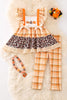 Orange plaid & animal printed tunic and matching leggings. OFG51045 AMY
