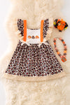 Animal printed girls dress with ivory embroidery. DRG51916 SOL