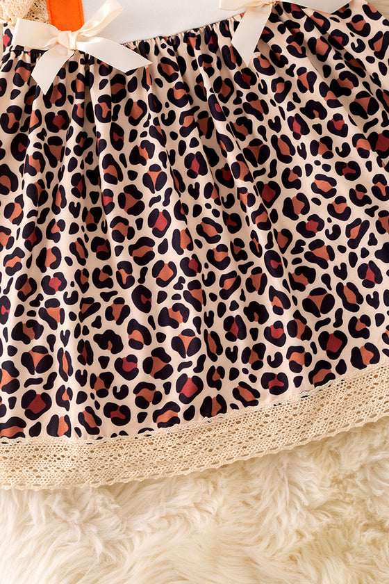 Animal printed girls dress with ivory embroidery. DRG51916 SOL