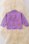 Purple Embroidered heart denim jacket with shimmery stones. TPG50009 AMY